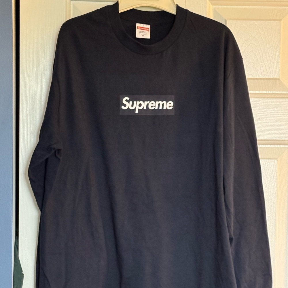 Supreme Box Logo Navy Long Sleeve Tee FW20